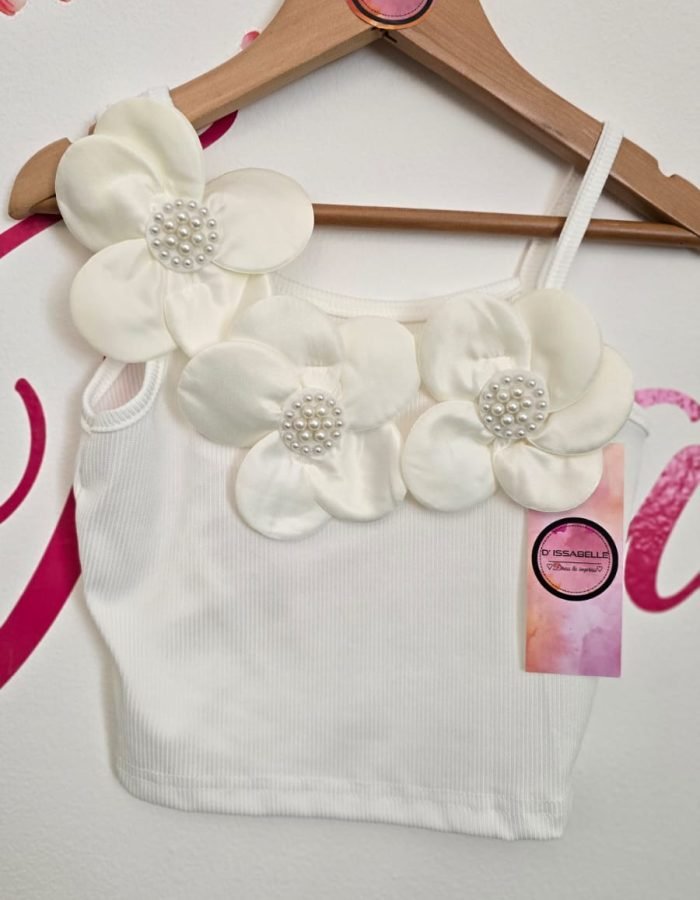 girl flowers with pearls top