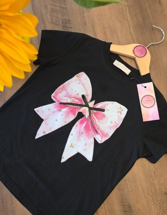 GIRL BLACK T-SHIRT WITH BOW