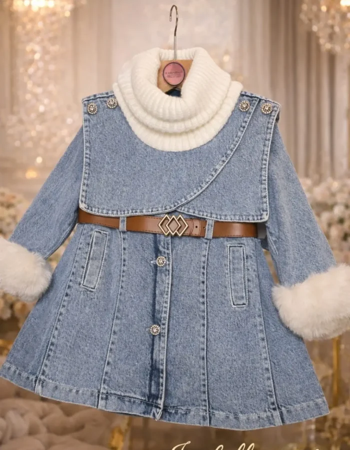 GIRL DENIM COAT 3 PCS OUTFIT