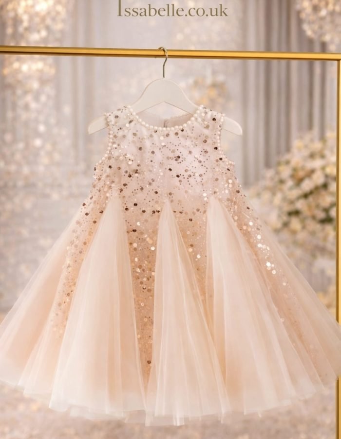 GIRL OUTFIT SEQUIN PARTY DRESS & BOW