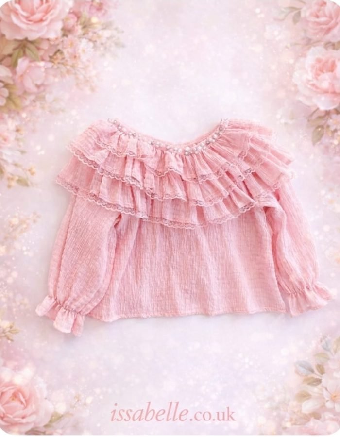 GIRL PINK TOP WITH RUFFLES