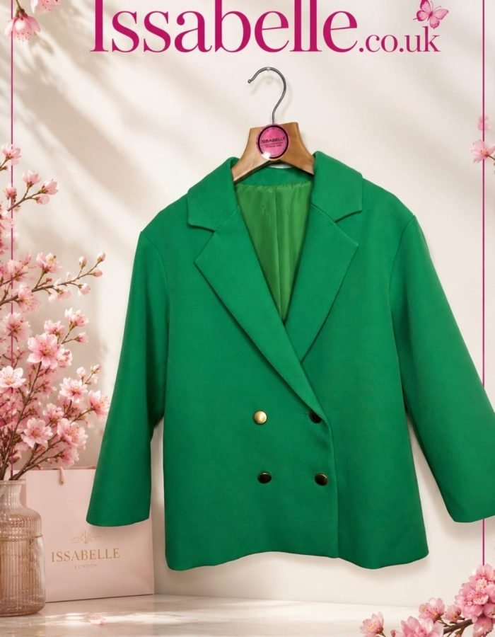 GIRL GREEN BLAZER GOLDEN BUTTONS