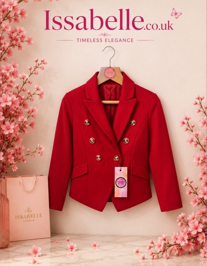GIRL RED BLAZER WITH GOLDEN BUTTONS